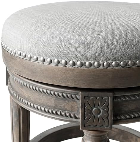 Maven Lane Pullman Backless Bar Stool, Weathered Oak Finish, 30"