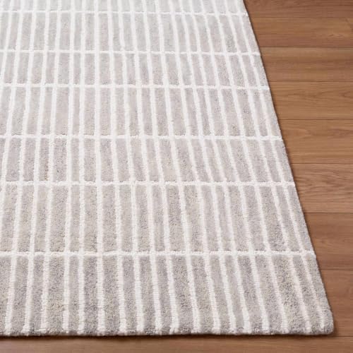 Hauteloom Finial Wool Living Room, Bedroom Area Rug - Neutral Modern Minimali...