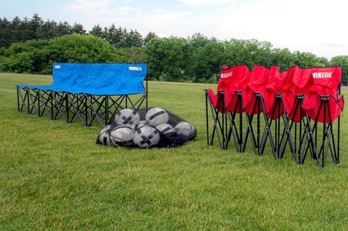 Kwik Goal 6-Seat Kwik Bench, Black, Steel Frame with Woven Fabric Seats, 16&q...