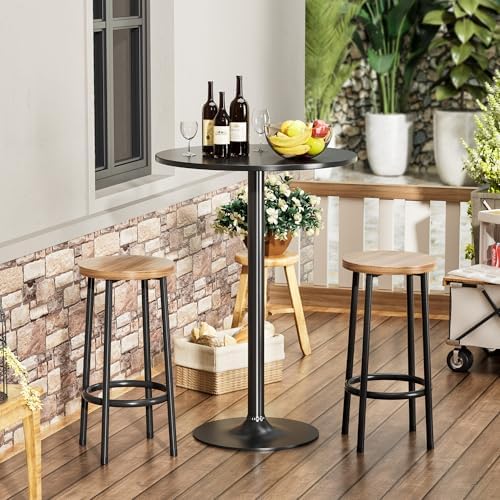 Shahoo Round Bar Table, Cocktail Table with Metal Base & MDF Top, Counter...
