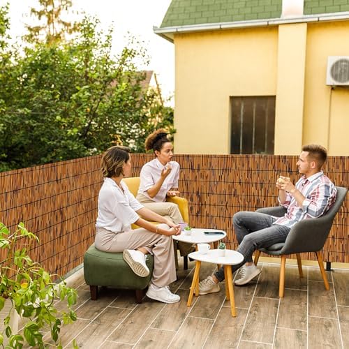 KOIUEYW Bamboo Reed Fencing, Light Russet Bamboo Fence Rolls 6 Feet High, Dec...