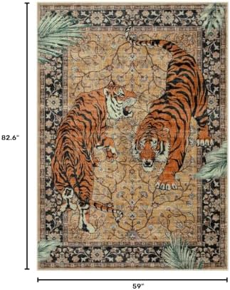 Moynesa Tiger 5x7 Area Rugs, Boho Washable Rugs for Living Room, Vintage Soft...