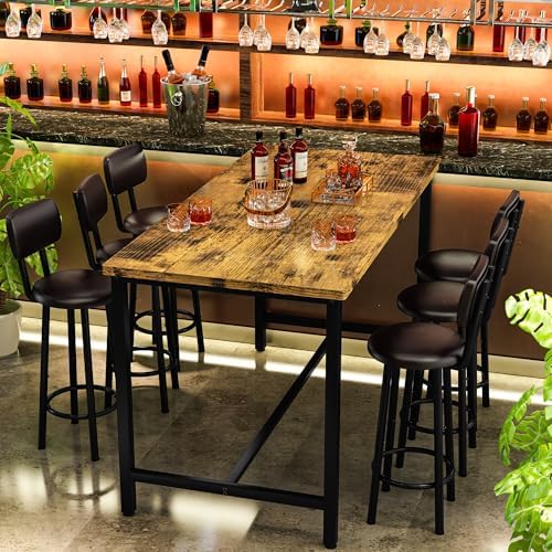 Recaceik 50" Dining Table Set for 6, 7-Piece Counter Height Bar Table Se...