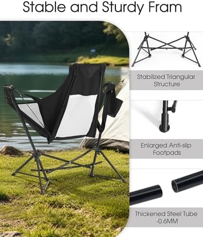 HOMEFUN Hammock Chairs, Swinging Camping Chairs, Set of 2, Black