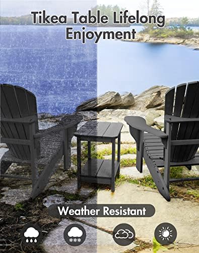 Tikea, Black Adirondack Outdoor Side Table, 16.7'' x 12.6'' x...