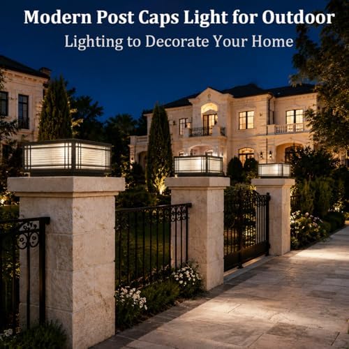 11.81in outdoor post lights hardwired, 3000k e26 modern shown in use