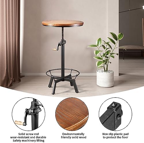 LOKKHAN 33.5-39.4 Inch Tall Industrial Bar Table-Adjustable Bar Height Bistro...