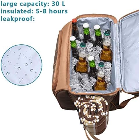 Hap Tim Picnic Basket Backpack for 2 Person with 2 Insulated Cooler Compartme...