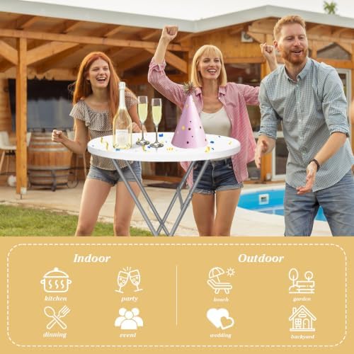 GUAGUA 2 Packs 32in Bar Height Folding Cocktail Tables with Covers
