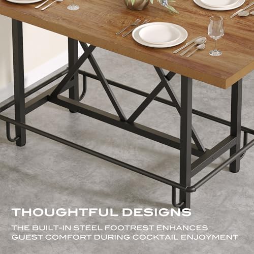 Tribesigns 63-Inch Counter Height Bar Table with Metal Footrest (Light Oak)