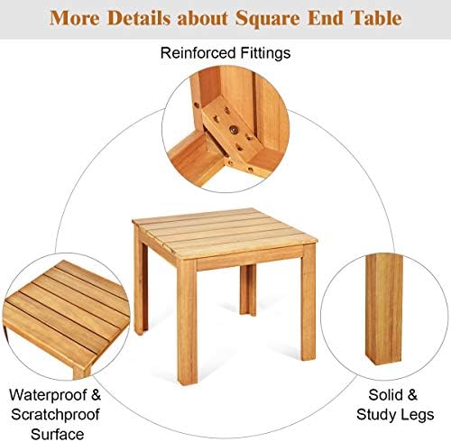 Giantex Outdoor Side Table, Acacia Wood Adirondack Table W/Oil Finished, 220l...