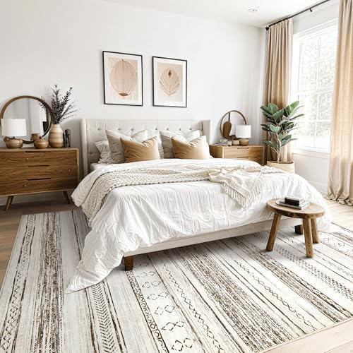 Tortania Area Rug Living Room Rugs - 9x12 Washable Large Soft Neutral Boho Mo...