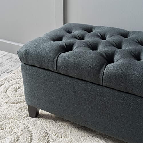 Christopher Knight Home Ottilie Fabric Storage Ottoman, Dark Grey Dimensions:...