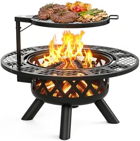 32 Inch Outdoor Fire Pits for Outside Wood Burning Fire Pit for Outdoor