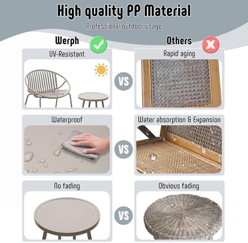 Werph 3-Piece Patio Furniture Set, Bistro Gray Table and Chairs Set of 2
