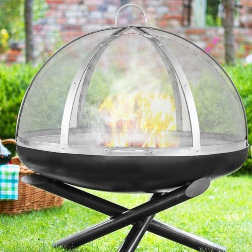 Firepit Spark Screen Lid, 30" Diameter, Outdoor Firepit Ring Cover Round...