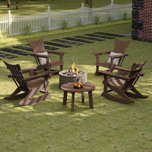 Outdoor Round Coffee Table, Adirondack Patio Coffee Table, Outdoor Large Side...