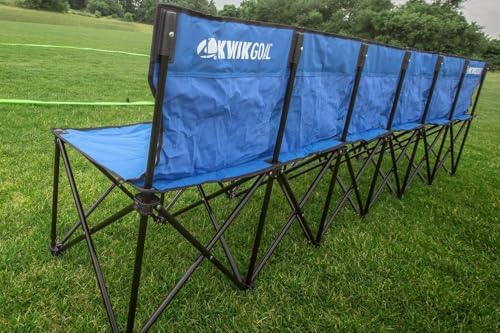 Kwik Goal 6-Seat Kwik Bench, Black, Steel Frame with Woven Fabric Seats, 16&q...