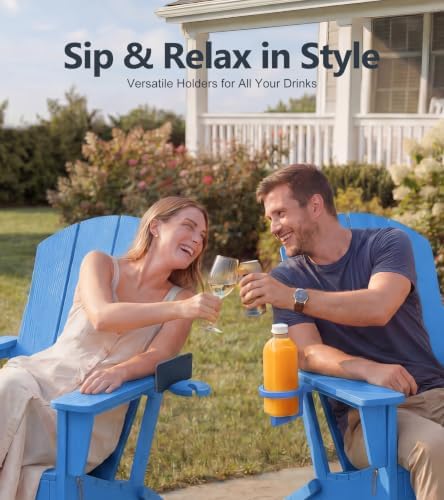 PASAMIC Adirondack Rocking Chairs Set of 2, Foldable All-Weather HDPE Patio R...