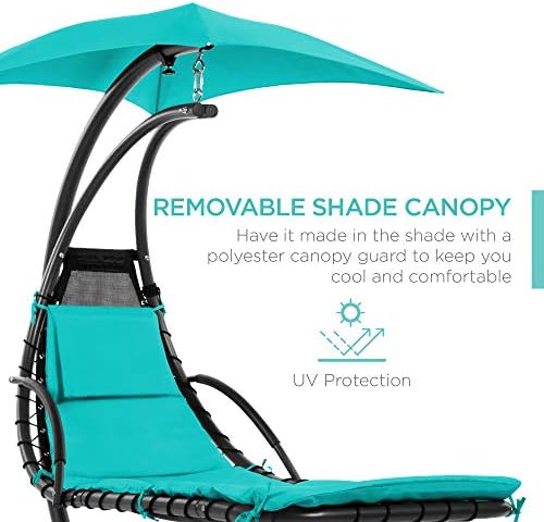 Best Choice Products Outdoor Hanging Curved Steel Chaise Lounge Chair Swing w...