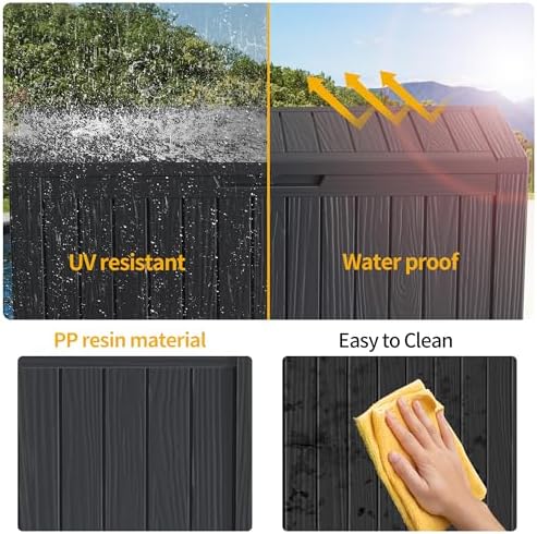 EasyUp 150 Gal Deck Box Waterproof Outdoor Storage Box Black