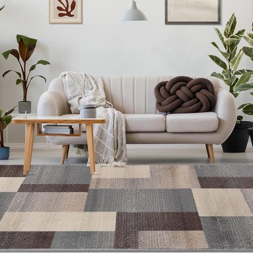 SUPERIOR Clifton Indoor Plush Area Rug, Easy Clean, 3'x5', A Grey