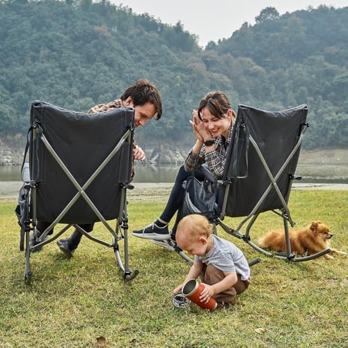 EVER ADVANCED Oversized Folding Rocking Camping Chair, Padded Portable Rocker...