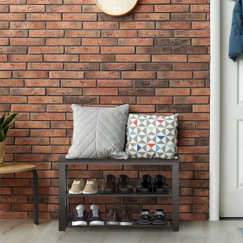 Simple Houseware Wooden Top Shoe Rack Bench for Entryway, Dark Brown