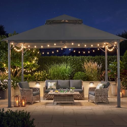 MASTERCANOPY 11x13 ft Stable Patio Gazebo with Netting Walls, Dark Gray