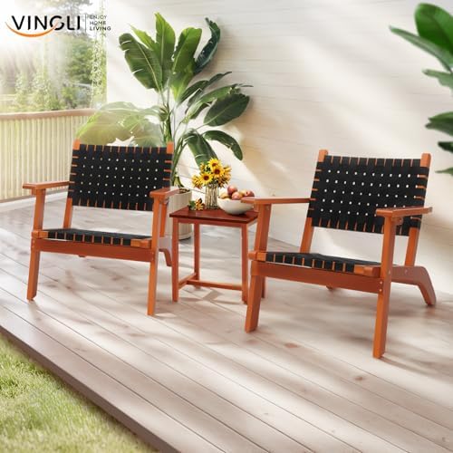 VINGLI Outdoor Armchair, Wooden Adirondack Chair All-Weather Wooden Patio Cha...