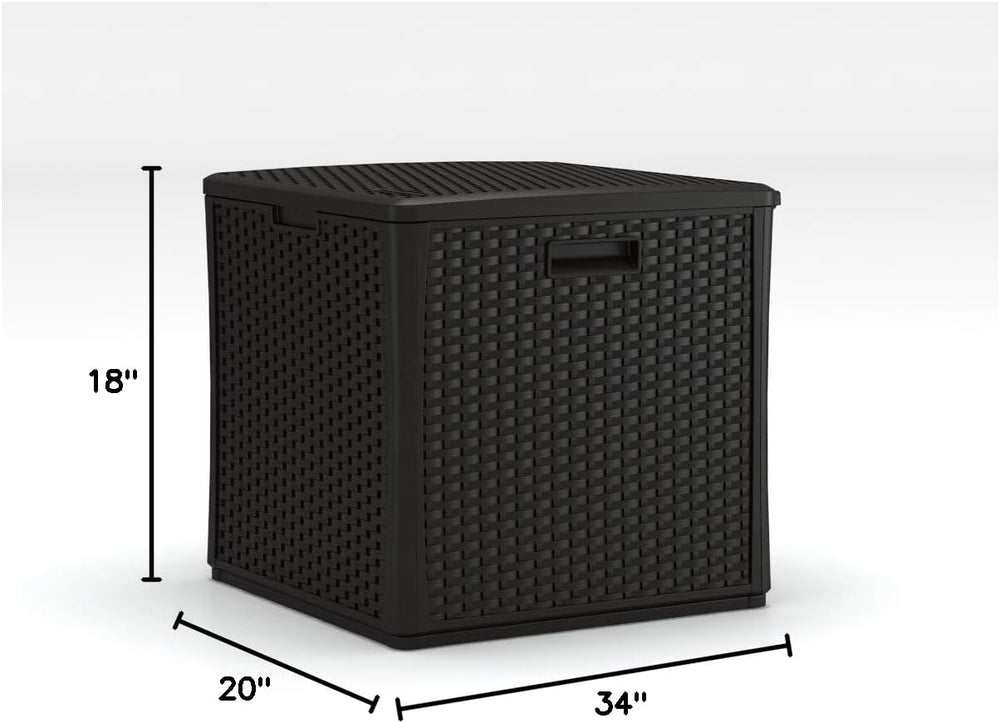 Suncast 30 Gallon Resin Outdoor Patio End Table Storage Box, Java, Made in th...