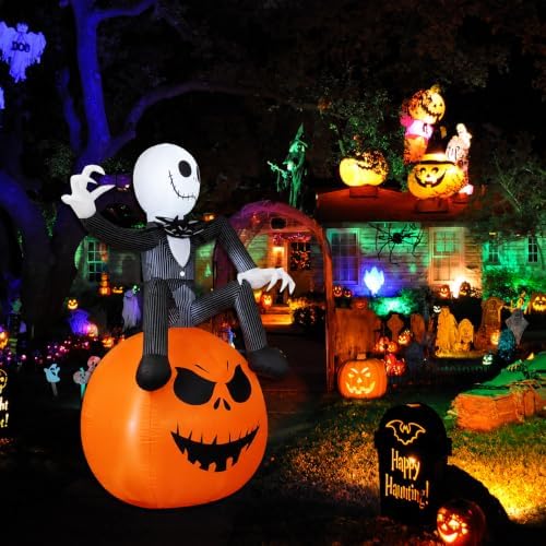 6 Ft Inflatable Halloween Yard Decorations - Outdoor Blow Up Yard Pumpkin Dec...