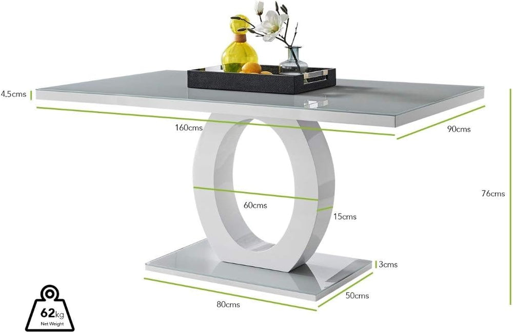 Furniturebox UK - Giovani Modern Stylish Grey/White High Gloss Glass Dining T...