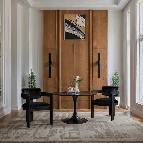 Meridian Furniture Sacha Velvet/Rubberwood Dining Chair, Black, Set of 2