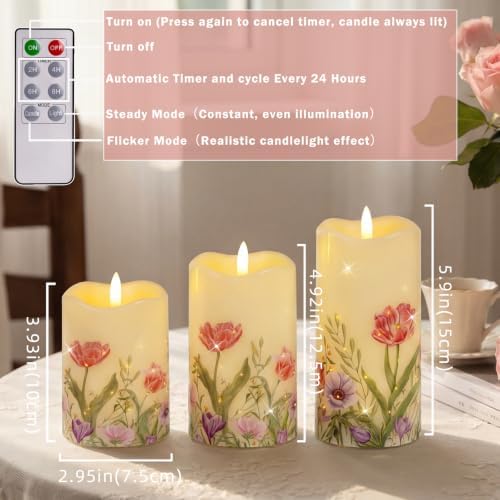 Flameless Candles, Battery Operated Floral Candles With Remote, Decorations
