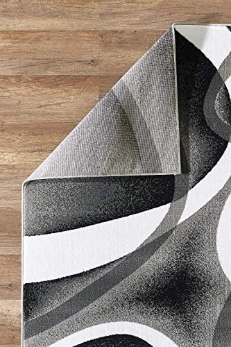 GLORY RUGS Modern Area Rug 4x6 Grey Swirls Carpet Bedroom Living Room Contemp...