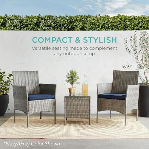 Best Choice Products 3-Piece Outdoor Wicker Conversation Bistro Set, Space Sa...