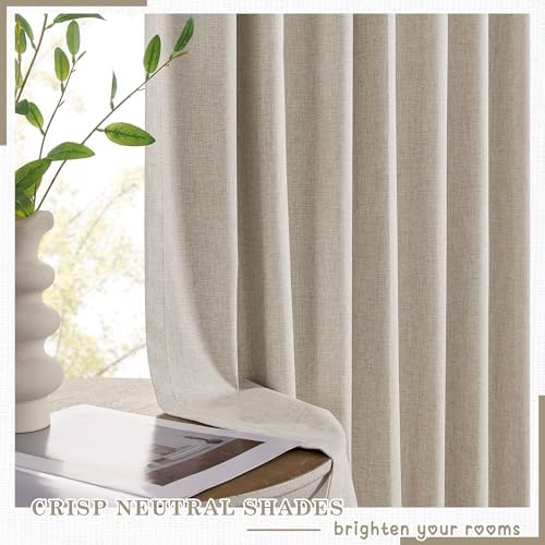 UHITECH 54 Inch Long Short Linen Bedroom Blackout Curtains 2 Panels Set