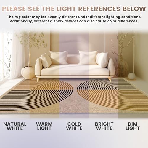 Washable 5x7 Rainbow Modern Woven Indoor Outdoor Area Rug for Living Room