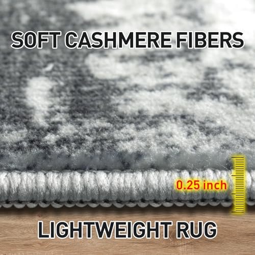 8x10 Area Rugs for Living Room: Washable Abstract Black Grey Gold Carpet