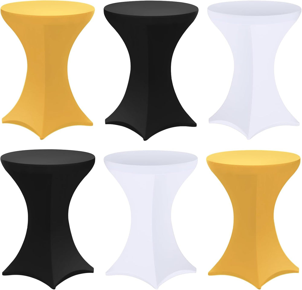 Preboun 6 Pack Cocktail Tablecloth, 32 x 43 Inch, Black White Gold