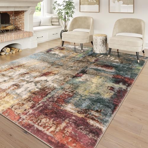 Lahome Modern Abstract Area Rug 6x9 Rugs for Living Room, Washable Bedroom Ru...