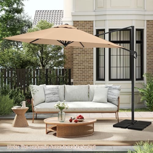 Tangkula 9 FT Cantilever Patio Umbrella, Heavy Duty Offset Outdoor Hanging Um...