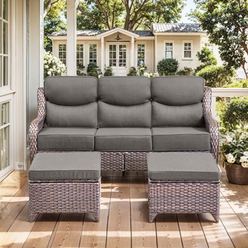 HUMMUH 11-Piece Patio Set with Swivel Rockers, Sofa and Fire Pit Table
