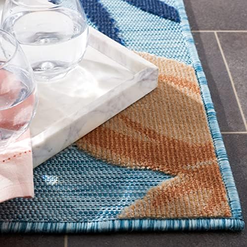 SAFAVIEH Washable Rug Outdoor Cabana Collection - 4' x 6', Aqua &...