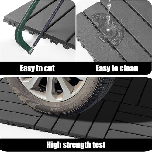 44 Pack Interlocking Deck Tiles, 12"x12" Waterproof Plastic Patio F...