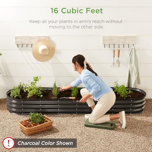 Best Choice Products 8x2x1ft Outdoor Metal Raised Garden Bed, Oval Deep Root ...