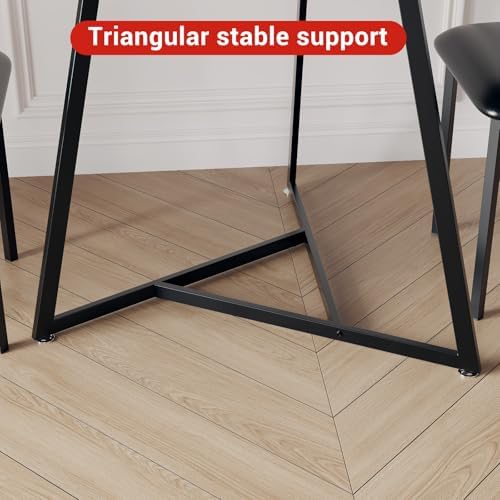 Garvee Dining Table Set for 2, Wooden Kitchen Table and Chairs of 2 with Upho...