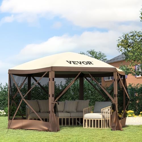 VEVOR Pop Up Gazebo Screen Tent, Pop-Up Instant Gazebo Tents with Mosquito Ne...