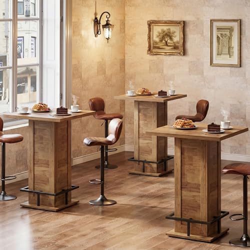 Tribesigns Square Bar Height Table, 39.4" H Counter Height Pub Table, Hi...
